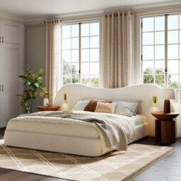 Matteo Super King White Bouclé Ottoman Bed Frame With Hydraulic Storage, Usb Charging & Reading Lamps - thumbnail 5
