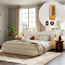 Matteo Super King White Bouclé Ottoman Bed Frame With Hydraulic Storage, Usb Charging & Reading Lamps - thumbnail 4