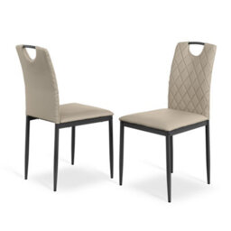 More4Homes Set Of 2 Monza Faux Leather Dining Chair Modern Padded Seat Metal Legs Kitchen (Beige) - thumbnail 6