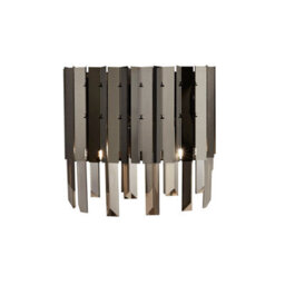 Lighting Collection Bridgeport Black, Chrome And Smoked 2Lt Wall Light - thumbnail 1