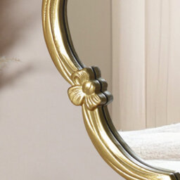 Deenz Scalloped Design Wall Mount Mirror Golden Finish Edges Glass Mdf Framed Antique Style Decorative Bow Details Indoor Use 60Cm - thumbnail 3