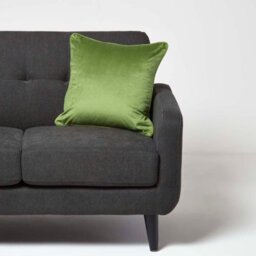 Homescapes Olive Green Filled Velvet Cushion With Piped Edge 46 X 46 Cm - thumbnail 2