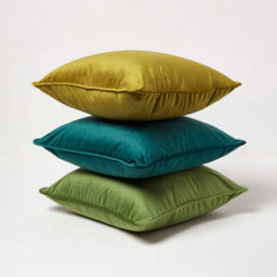 Homescapes Olive Green Filled Velvet Cushion With Piped Edge 46 X 46 Cm - thumbnail 6