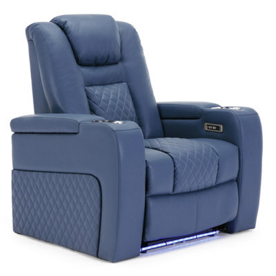 More4Homes Broadway Cinema Electric Recliner Chair Usb Charging Led Base (Blue) - image 1