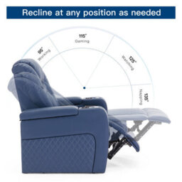 More4Homes Broadway Cinema Electric Recliner Chair Usb Charging Led Base (Blue) - thumbnail 9