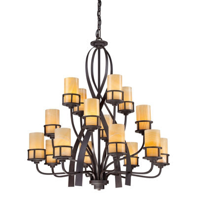 Elegant 16 Bulb Chandelier Pendant Light In Imperial Bronze With Led E27 Bulbs