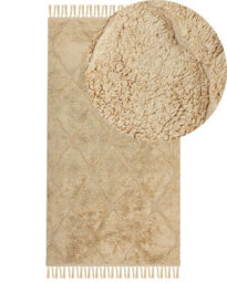 Beliani Moroccan Beige Hand-Tufted Cotton Rug 80 X 150 Cm With Tassels - thumbnail 1