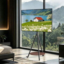 Black Movable Tripod Tv Easel Stand 40-65 Inch Flat Screen - thumbnail 3