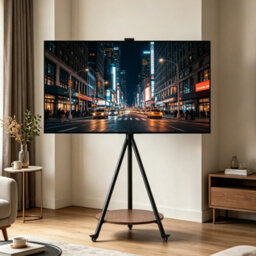 Black Movable Tripod Tv Easel Stand 40-65 Inch Flat Screen - thumbnail 1