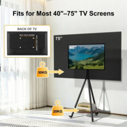 Black Movable Tripod Tv Easel Stand 40-65 Inch Flat Screen - thumbnail 5