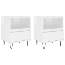 Berkfield Bedside Cabinets 2 Pcs High Gloss White 40X35X50 Cm Engineered Wood - thumbnail 2