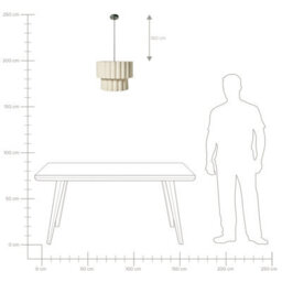 Wyld And Coco Scandilux Pendant Lamp Beige Double-Layer Linen-Effect Shade Matte Black Base - W40 X D40 X H180Cm - thumbnail 9