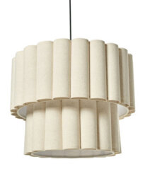 Wyld And Coco Scandilux Pendant Lamp Beige Double-Layer Linen-Effect Shade Matte Black Base - W40 X D40 X H180Cm - thumbnail 3
