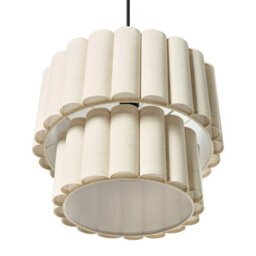 Wyld And Coco Scandilux Pendant Lamp Beige Double-Layer Linen-Effect Shade Matte Black Base - W40 X D40 X H180Cm - thumbnail 5