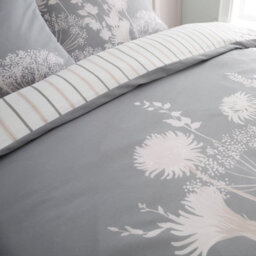Catherine Lansfield Meadowsweet Floral Grey Duvet Cover Set King Bedding Set - thumbnail 3