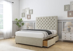"Comfort Winslow Cream Plush Divan Bed Base 4 Drawers - 26"" Strutted  5' King" - thumbnail 5
