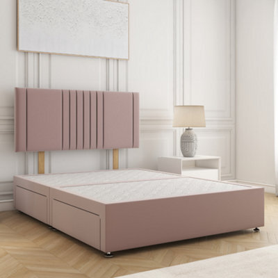 Bsspoke Monaco Divan Bed In Pink Plush Velvet With 24Inch Headboard No Mattress No Drawers In Single Double King 4Ft 6Ft - image 1