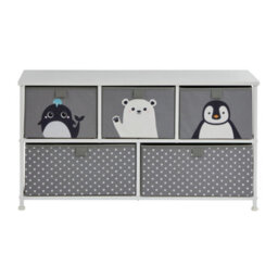 Liberty House Toys Kid's Fabric 5 Drawer Storage Chest Arctic Grey - thumbnail 3