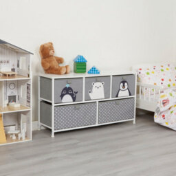 Liberty House Toys Kid's Fabric 5 Drawer Storage Chest Arctic Grey - thumbnail 1