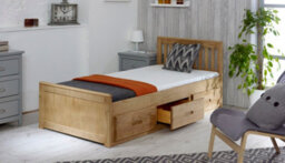 Amani Mission Pine Wooden Storage Bed Frame 3'0 Single - Waxed - thumbnail 2