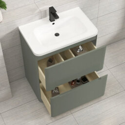 Royal Bathrooms Venice 800mm Matt Nocturne Black Wall Hung Vanity Unit 2 Drawer With Ceramic Basin - thumbnail 4