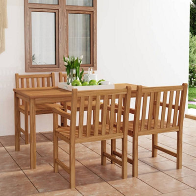 Berkfield 5 Piece Garden Dining Set Solid Teak Wood - image 1