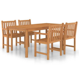 Berkfield 5 Piece Garden Dining Set Solid Teak Wood - thumbnail 2