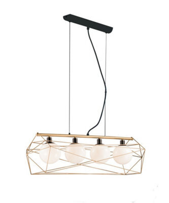 Luminosa Lighting Luminosa Abraxas Bar Globe Cage Ceiling Pendant, Black, Gold, E27