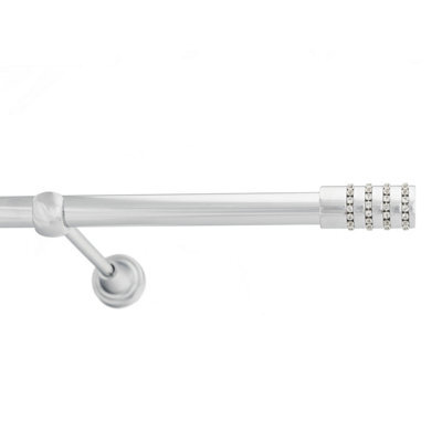 Toolty Chrome Metal Curtain Pole 19mm With Finials Rod Classic Brackets Roseti 350Cm