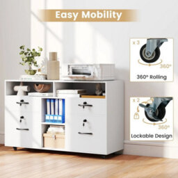 File Cabinet Mobile Lateral Filing Storage Organizer With Lock - thumbnail 5