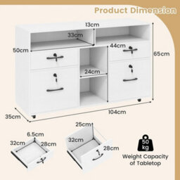 File Cabinet Mobile Lateral Filing Storage Organizer With Lock - thumbnail 2
