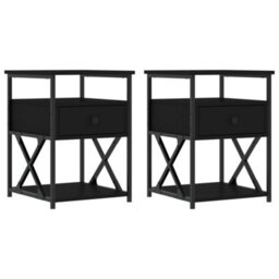 Vidaxl Bedside Cabinets 2 Pcs Black 40X42X55 Cm Engineered Wood - thumbnail 2