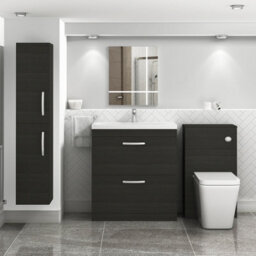 Royal Bathrooms Turin Hale Black 800mm Floor Standing Vanity Unit 2 Drawer With Mid-Edge Basin Sink - thumbnail 2