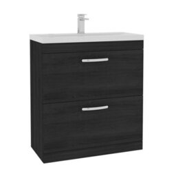 Royal Bathrooms Turin Hale Black 800mm Floor Standing Vanity Unit 2 Drawer With Mid-Edge Basin Sink - thumbnail 6