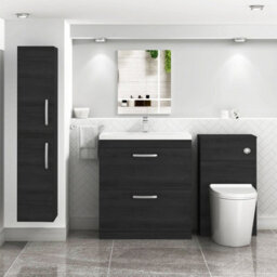 Royal Bathrooms Turin Hale Black 800mm Floor Standing Vanity Unit 2 Drawer With Mid-Edge Basin Sink - thumbnail 4