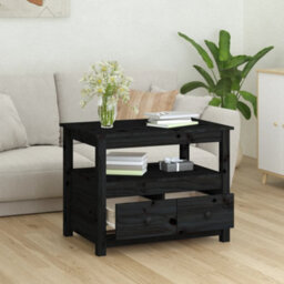 Berkfield Classic Coffee Table Black 71X49X55 Cm Solid Wood Pine - thumbnail 4
