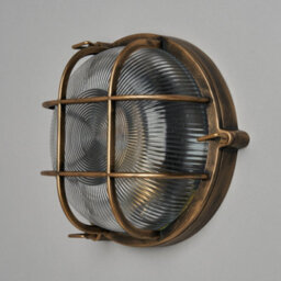 Litecraft Remy Gold Outdoor Caged Round Bulkhead Wall Light - thumbnail 4