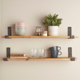 Off the Grain Rustic Wood Wall Shelves Set Of 2 With Inverted Brackets  -15Cm X 2.5Cm Wooden Shelves 150Cm - thumbnail 2