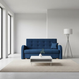 Viva Gold Iii Sofa Bed With Storage Freestanding Upholstered Back Wooden Frame Size 153X98X85Cm Blue - thumbnail 2