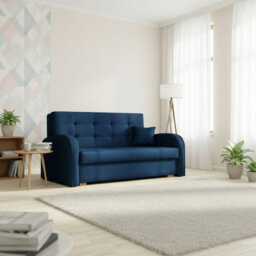 Viva Gold Iii Sofa Bed With Storage Freestanding Upholstered Back Wooden Frame Size 153X98X85Cm Blue - thumbnail 1