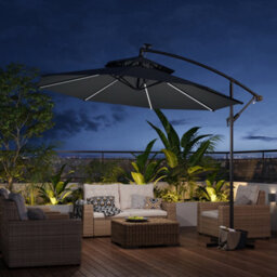Thehotsale Double-Top Cantilever Parasol With Lights And Parasol Base - thumbnail 1