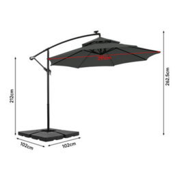 Thehotsale Double-Top Cantilever Parasol With Lights And Parasol Base - thumbnail 8