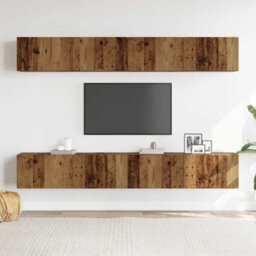 Berkfield Wall Mounted Tv Cabinets 4 Pcs Old Wood 100X30X30 Cm - thumbnail 3