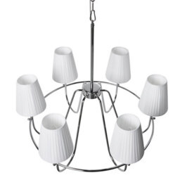 Wyld And Coco Luxeliving Six-Light Pendant Chandelier With Silver Cotton Fabric Shades - 71Cm Diameter, 145Cm Drop - thumbnail 5