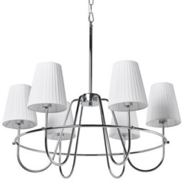 Wyld And Coco Luxeliving Six-Light Pendant Chandelier With Silver Cotton Fabric Shades - 71Cm Diameter, 145Cm Drop - thumbnail 6