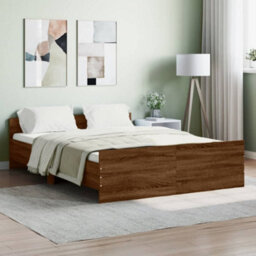 Berkfield Bed Frame With Headboard And Footboard Brown Oak 135X190 Cm