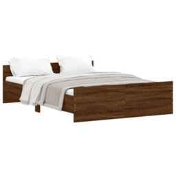 Berkfield Bed Frame With Headboard And Footboard Brown Oak 135X190 Cm - thumbnail 2