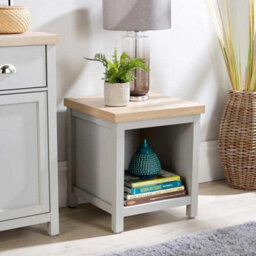 Home Source Avon 36mm Thick Top Lamp Side Occasional Table Grey - thumbnail 1