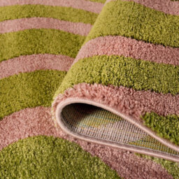 The Rugs Joli Green And Pink Striped Rug Soft Dense Pile Easy To Clean And Pet Friendly For Living Rooms And Bedrooms - thumbnail 6