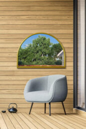 "Mirroroutlet - The Arcus - Gold Metal Framed Arched Garden Wall Mirror 49"" X 35"" (125 X 90Cm)" - thumbnail 2
